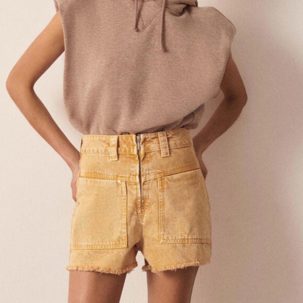 Ba&sh High-Waist Yellow Denim Shorts Size 1